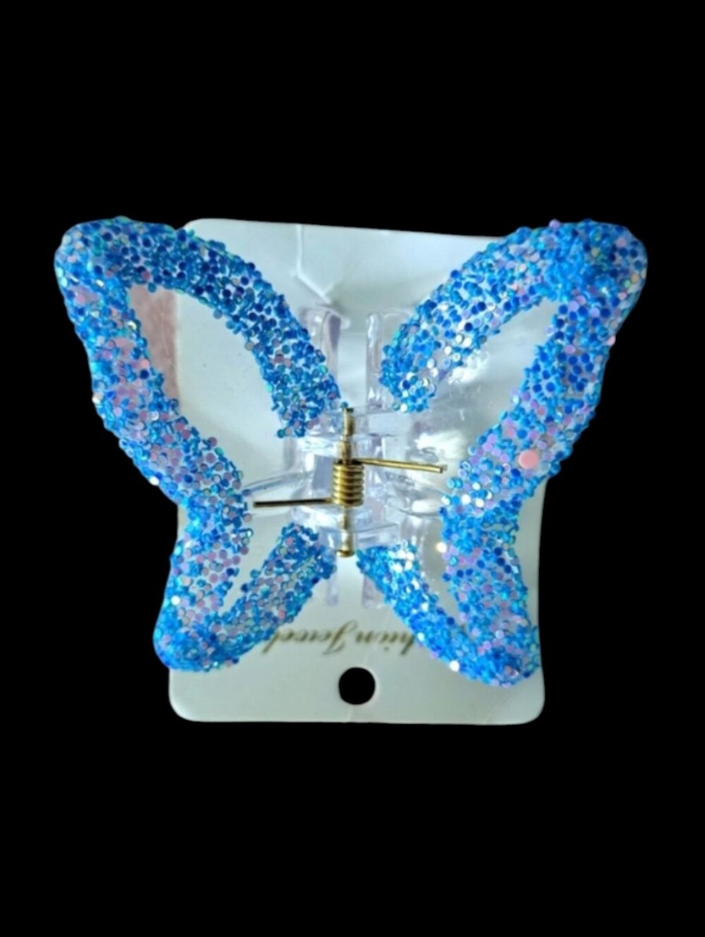 Fashion Jewelry Blue Butterfly Shimmering Hair Clip Medium 8 Claws New